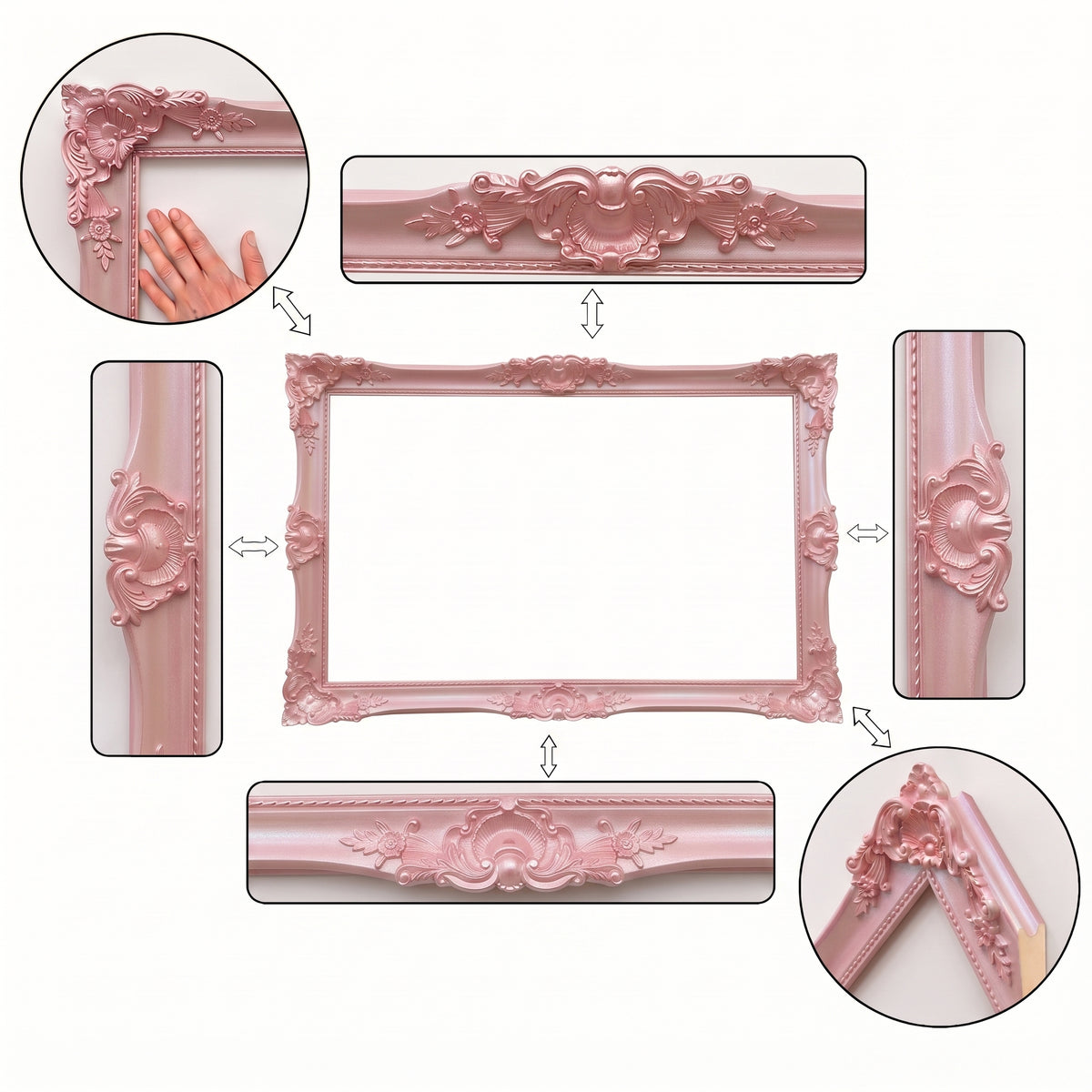 Custom Pearl Pink TV Frame for Samsung The Frame, LG & TCL - Ornate Antique Style