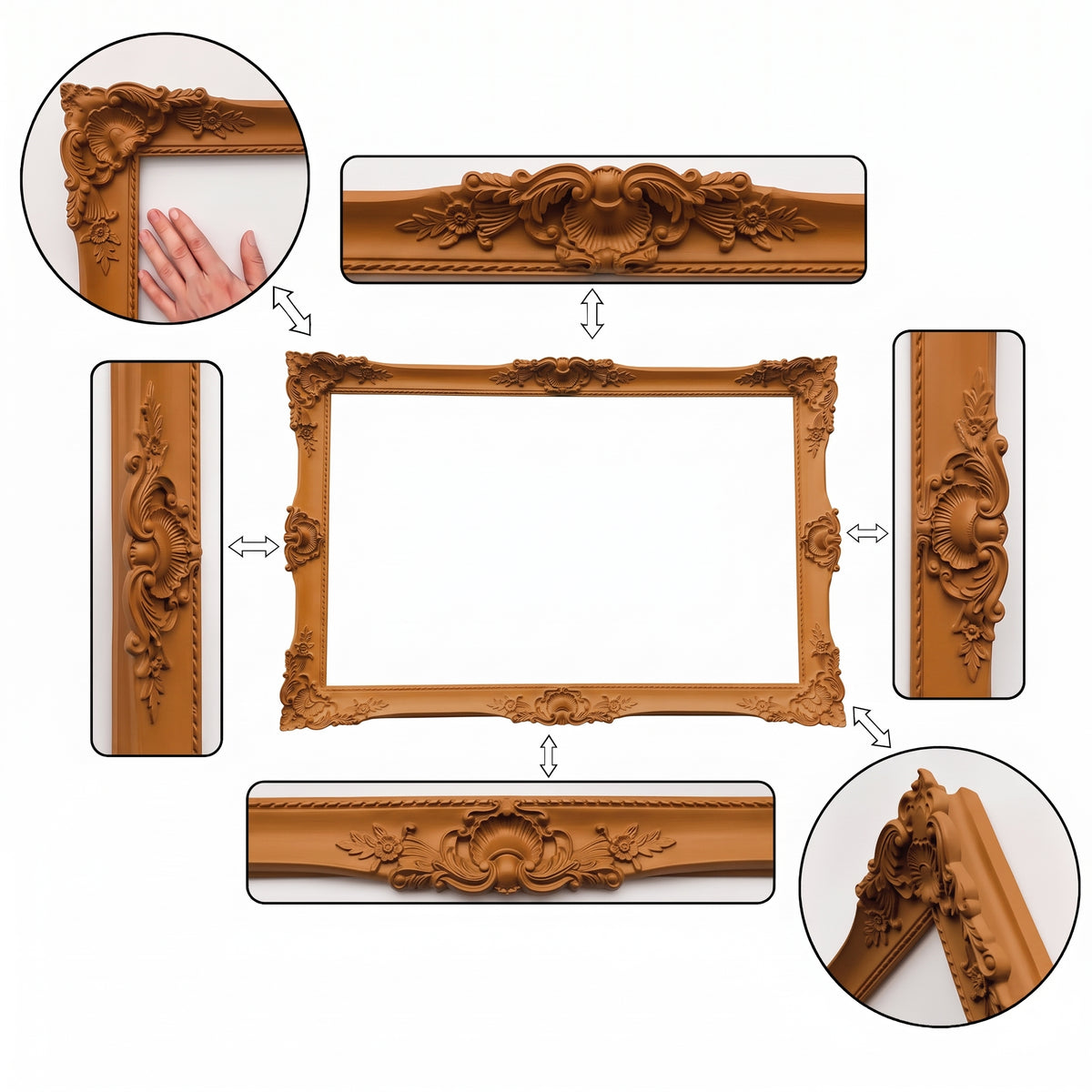 Antique Golden Terracotta Baroque Frame – Ornate Vintage Wall Picture & Mirror Frame
