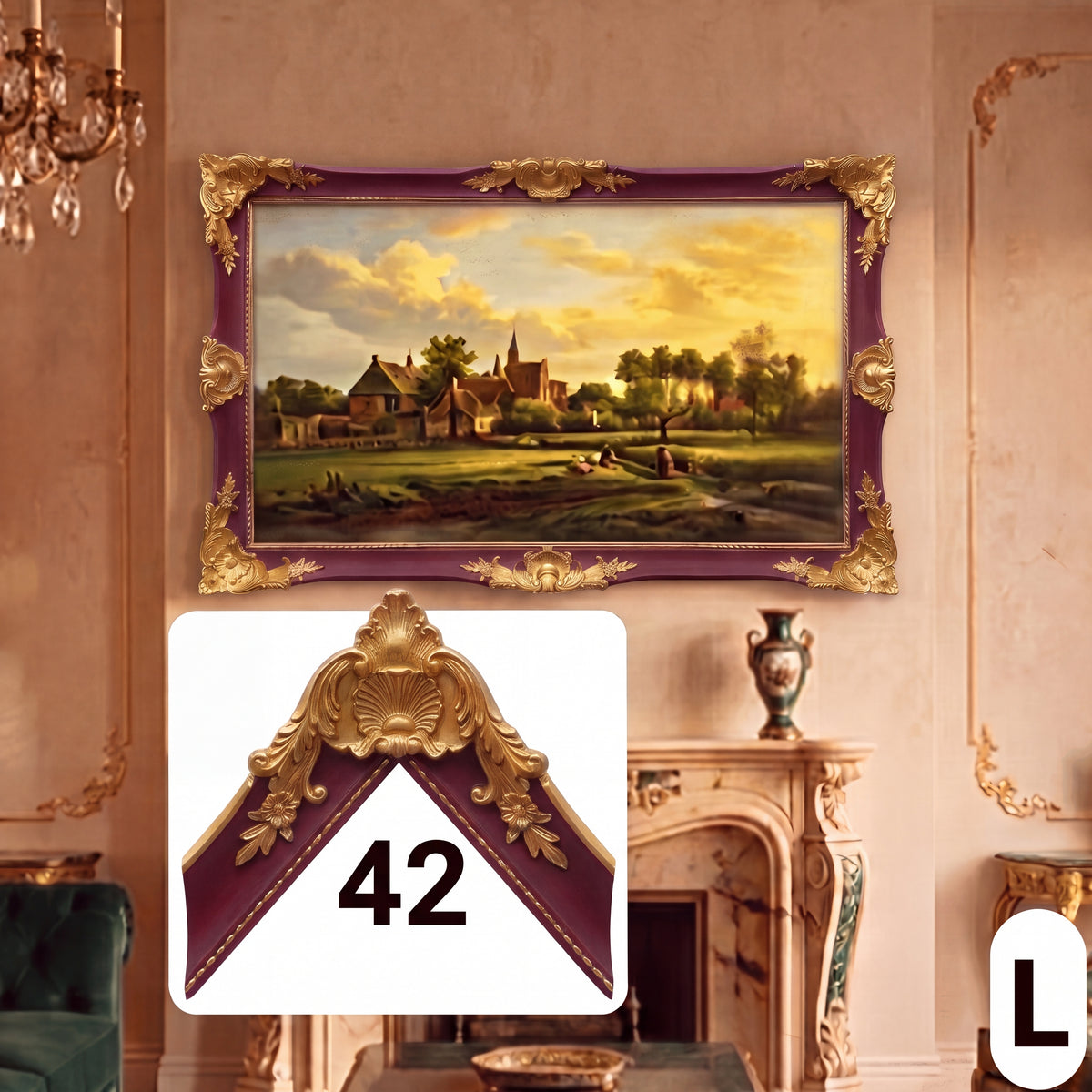 Antique Gold & Warm Taupe Custom TV Frame – Baroque Style TV Frame for Samsung Frame, LG, Sony