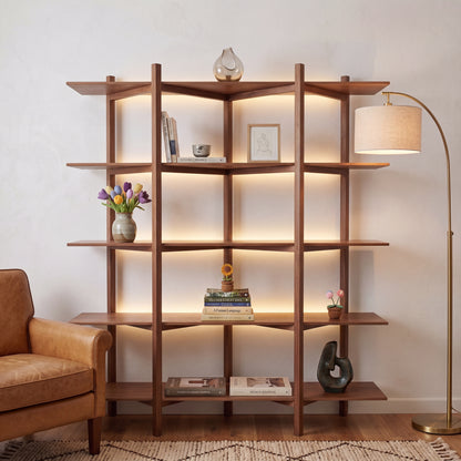 Unique Nordic Wooden Shelf, Exclusive Handmade Bookshelf, Minimalist Solid Wood Display Rack, Modern Home Decor Storage Unit L1111NZ