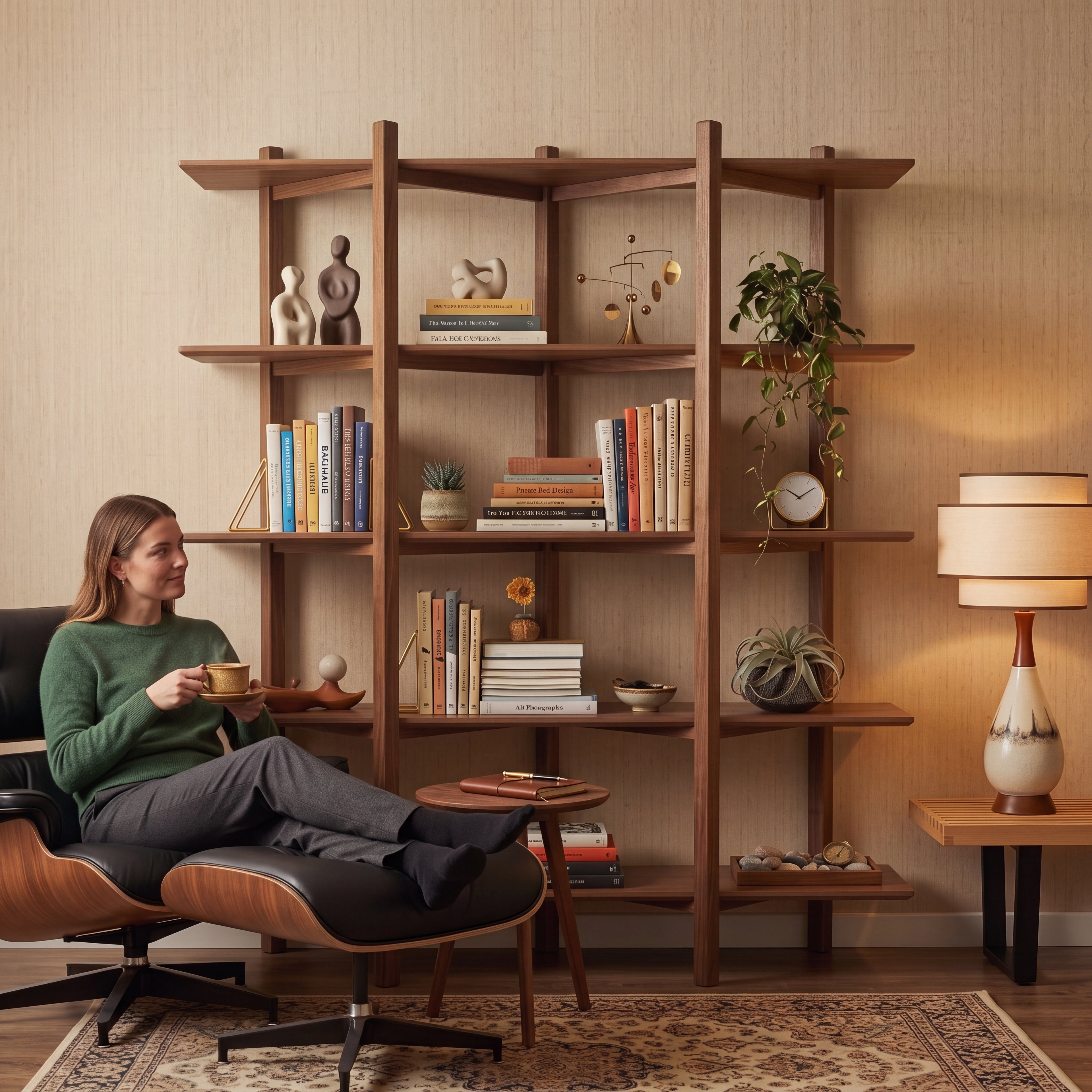 Unique Nordic Wooden Shelf, Exclusive Handmade Bookshelf, Minimalist Solid Wood Display Rack, Modern Home Decor Storage Unit L1111NZ