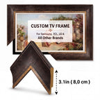 Baroque Style TV Frame, Antique Gold Prestige Bezel, Dark Walnut Finish, European Luxury U7017NV