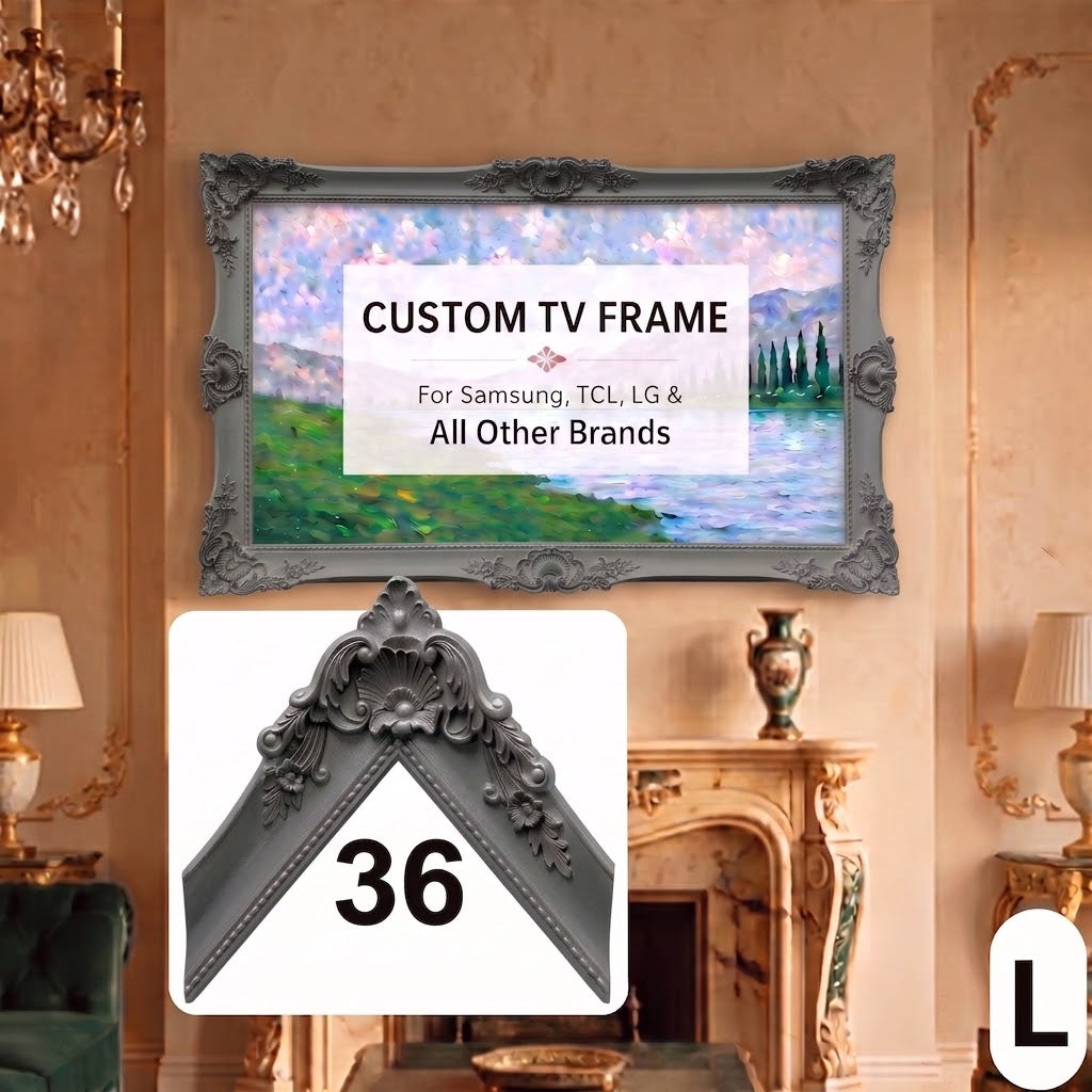 Ochre Olive Ornate TV Frame – Elegant European Baroque Frame with Classic Floral Carved Details