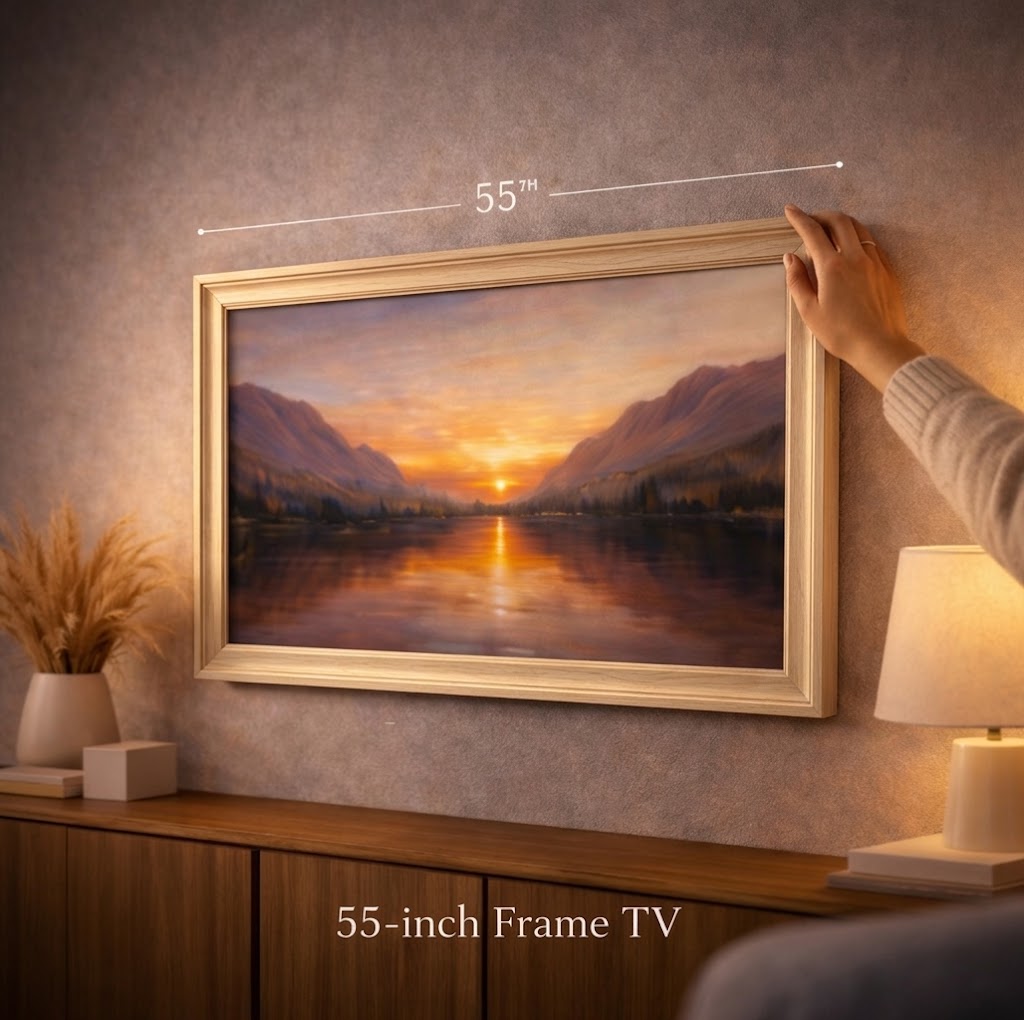 Frame tv frame | Light Oak TV Frame | Custom Size TV Frame | Modern Wall Art TV Decor | U4506NV