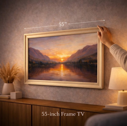 Frame tv frame | Light Oak TV Frame | Custom Size TV Frame | Modern Wall Art TV Decor | U4506NV