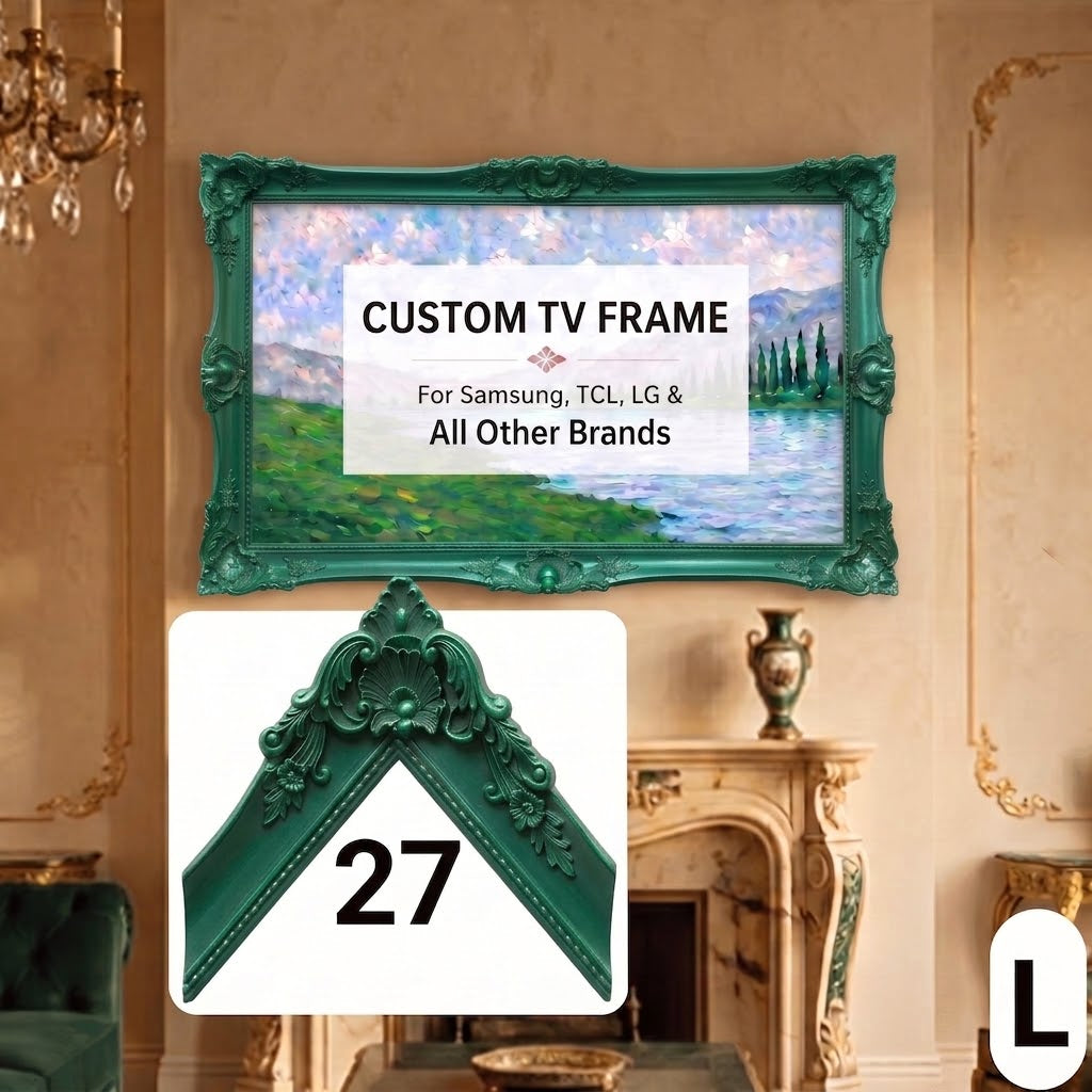 Vintage Taupe TV Frame for Samsung Frame & All TV Brands (LG, TCL, Roku), Luxurious Carved Baroque & French Country Style