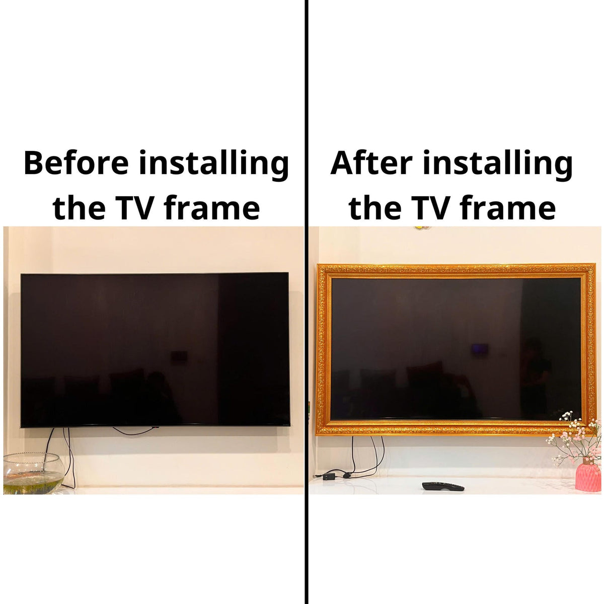 Rustic Gold Bezel TV Frame, Customizable TV Frame, Compatible with all TV Brand, Decorative Frame, Handmade Tv frame U2215NV