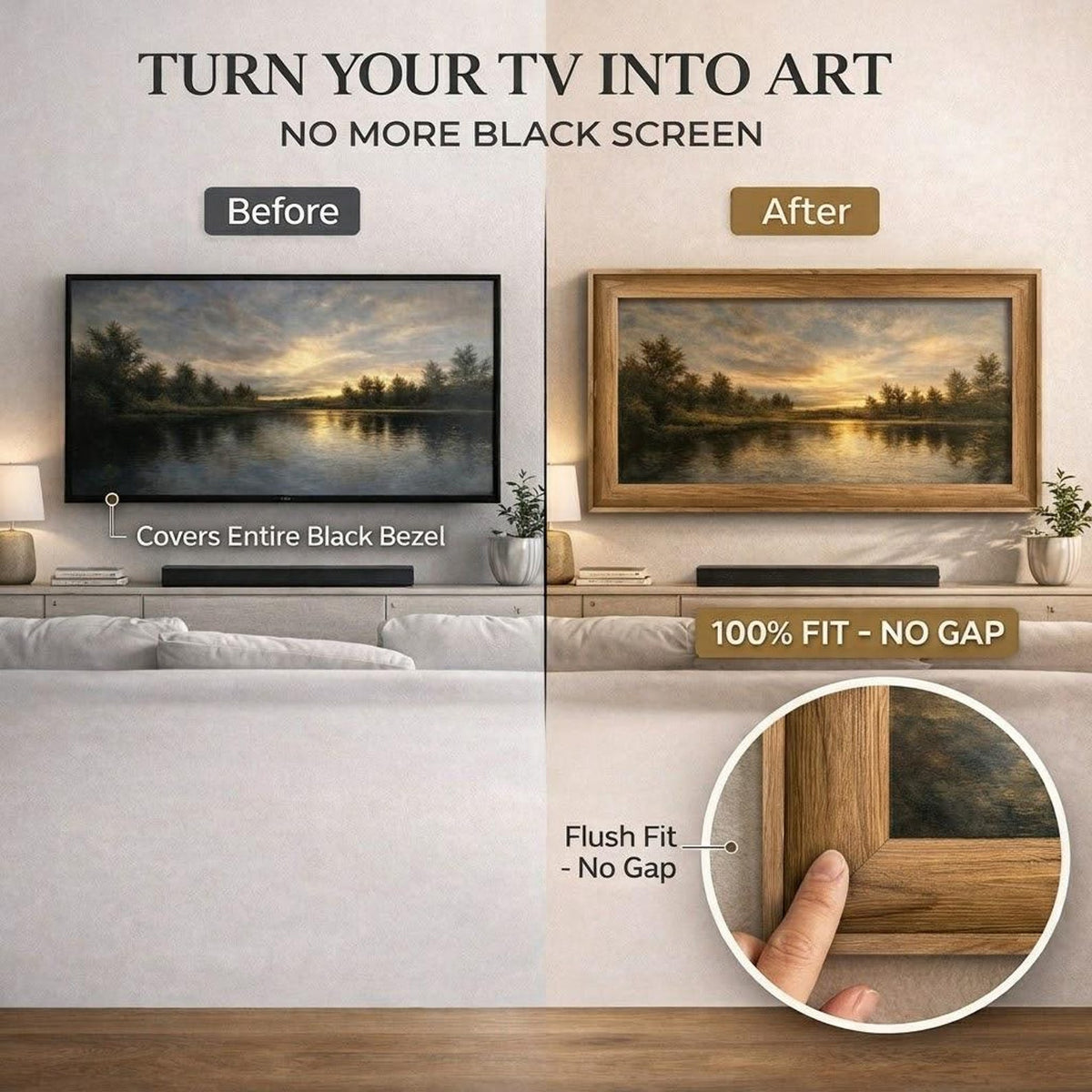 Frame tv frame | Custom Size TV Frame | Modern Wall Art TV Decor | U4506NV