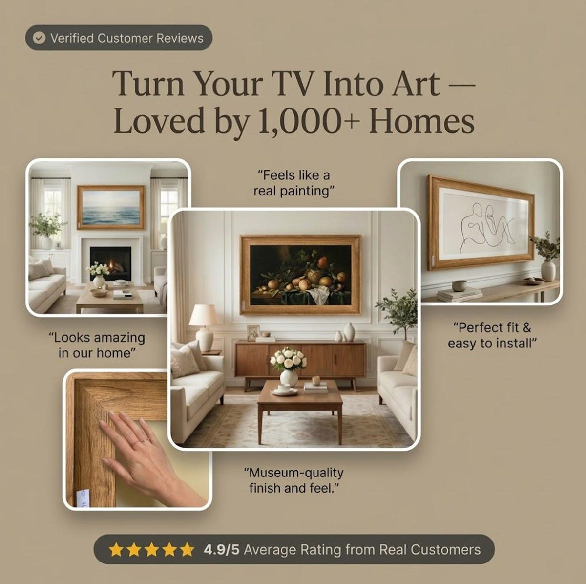Frame tv frame | Custom Size TV Frame | Modern Wall Art TV Decor | U4506NV