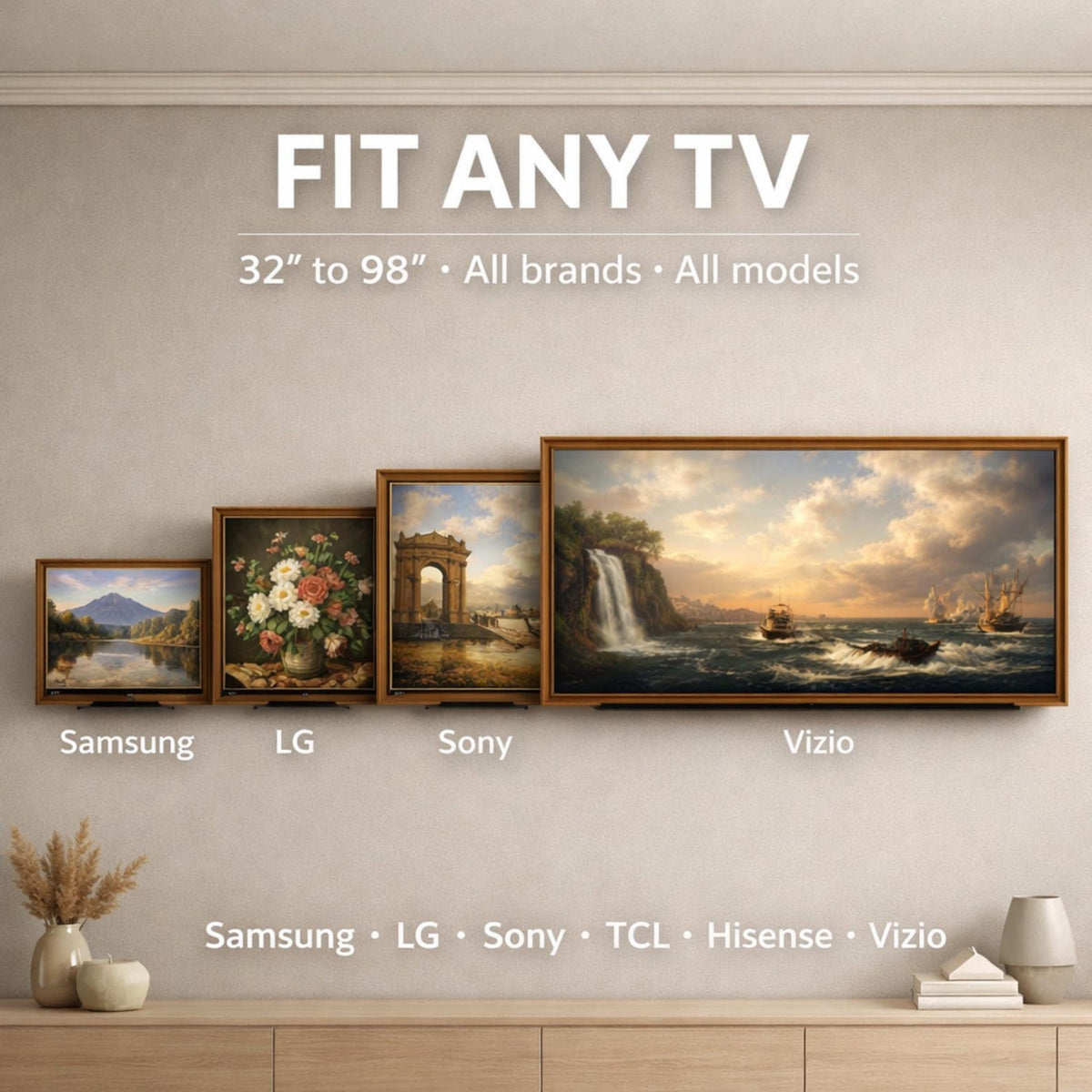 Frame tv frame | Custom Size TV Frame | Modern Wall Art TV Decor | U4506NV