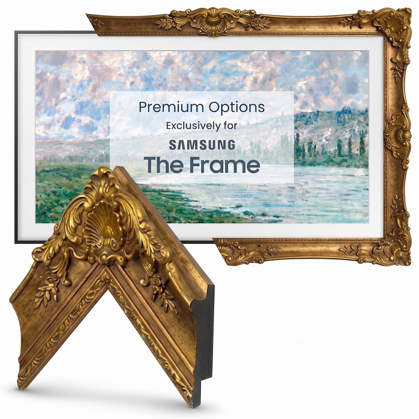 Ornate Gold TV Frame | Antique Style Bezel for Living Room Decor