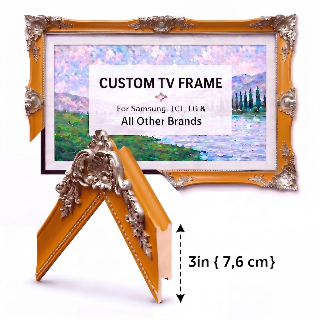 Decorative Classic TV Frame, Custom Size & Color, Elegant Ornate TV Bezel